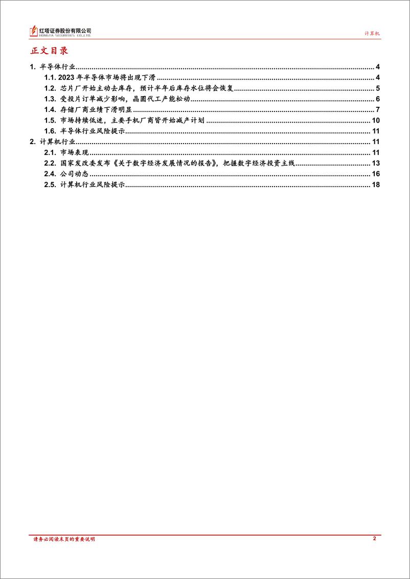 《半导体、计算机行业月报：半导体行业进入库存调整期；软件持续关注数字经济主线布局机会-20221213-红塔证券-19页》 - 第2页预览图