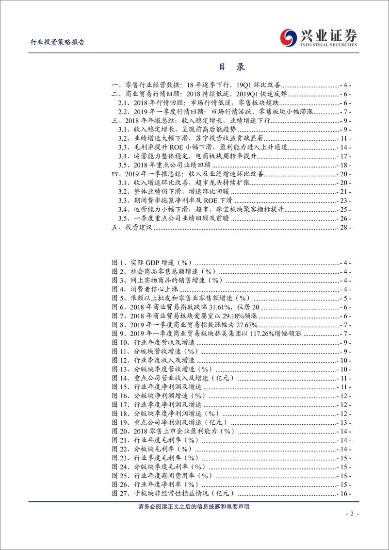 《商贸零售行业2018年报及2019一季报总结：18年景气度下滑，19Q1趋势回暖-20190505-兴业证券-30页》 - 第3页预览图