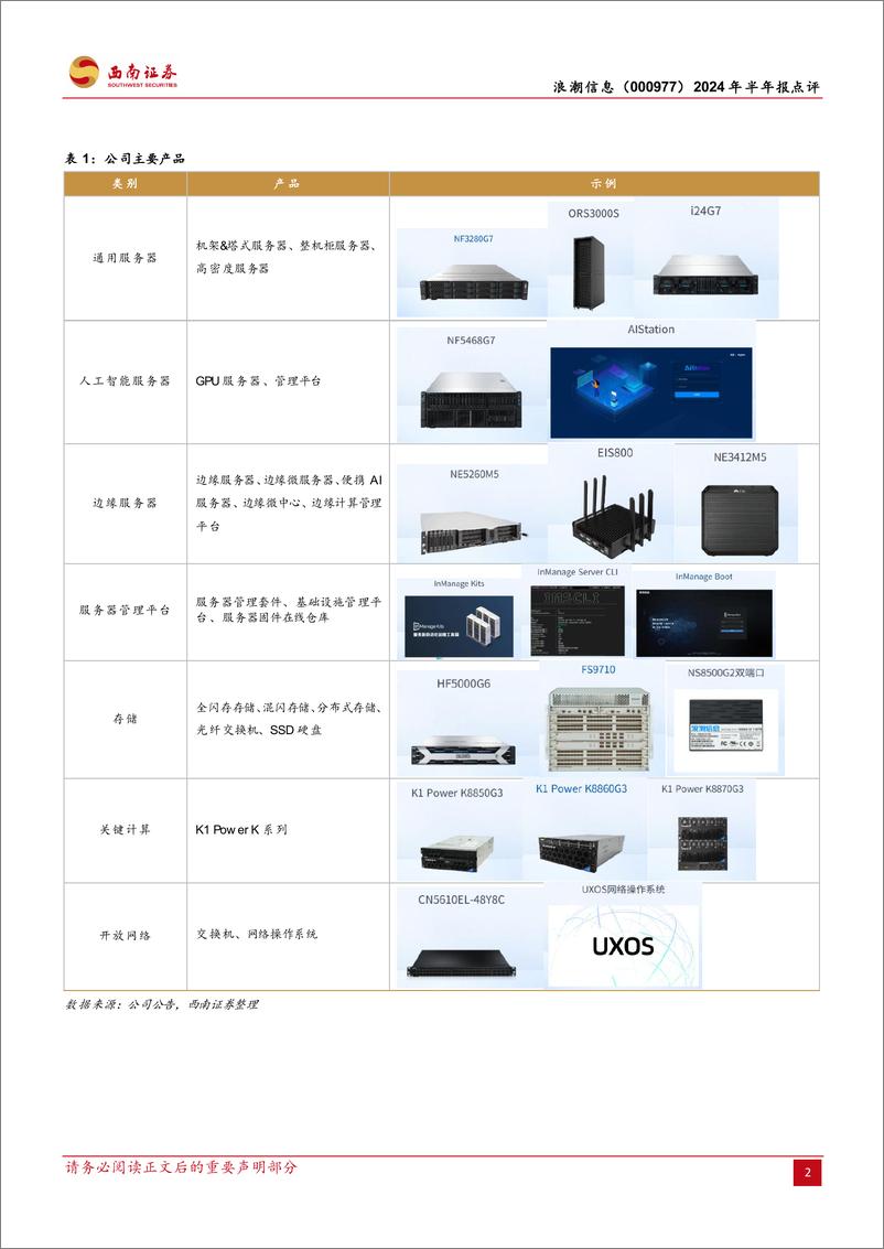 《浪潮信息(000977)2024年半年报点评：服务器龙头企业，AI带来新发展机遇-240906-西南证券-13页》 - 第5页预览图