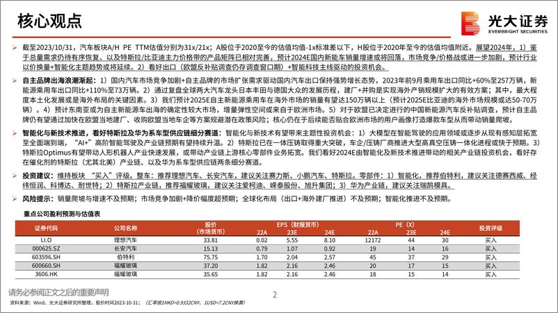 《汽车和汽车零部件行业2024年投资策略：出口启航，智能起舞-20231106-光大证券-50页》 - 第3页预览图