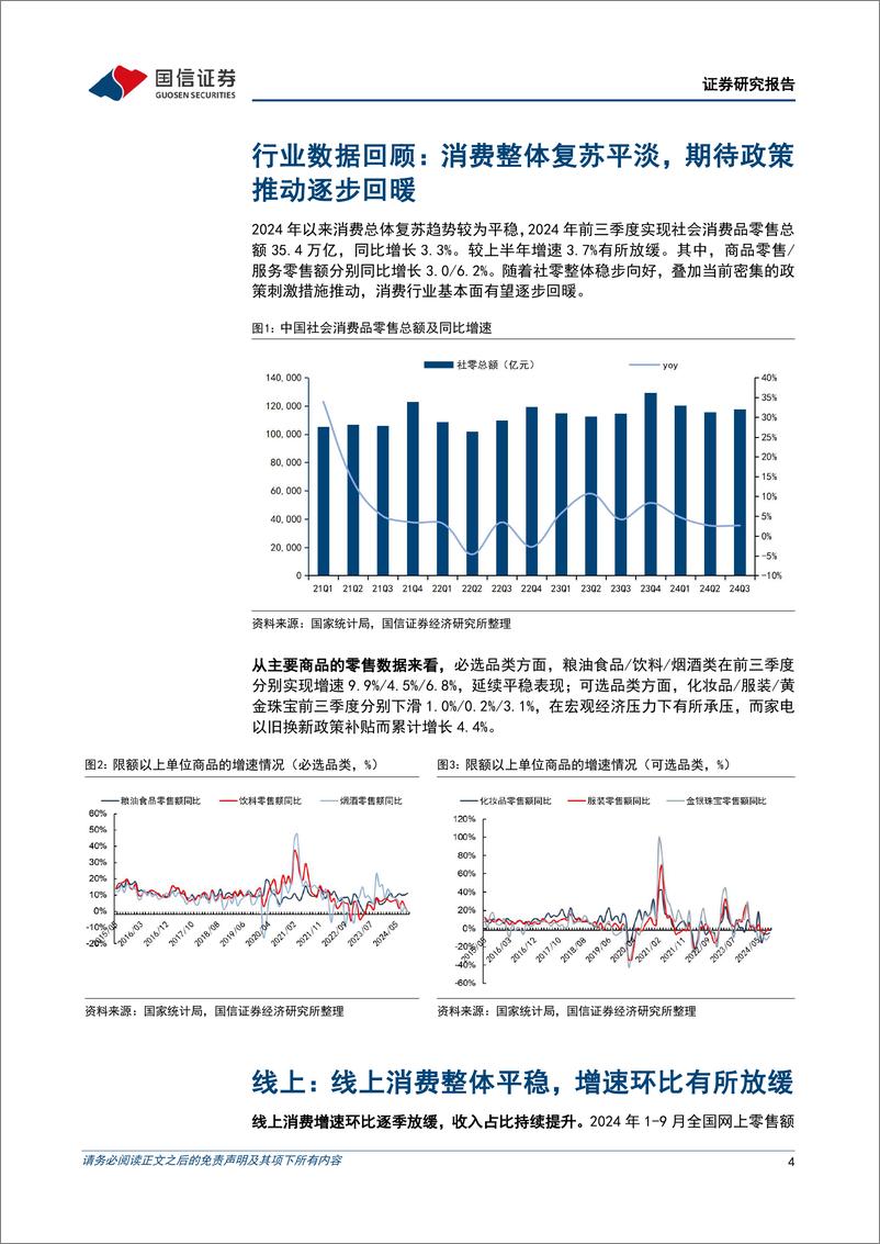 《商贸零售行业11月投资策略暨三季报总结：行业基本面压力仍存，盈利分化下龙头韧性相对强劲-241112-国信证券-14页》 - 第3页预览图