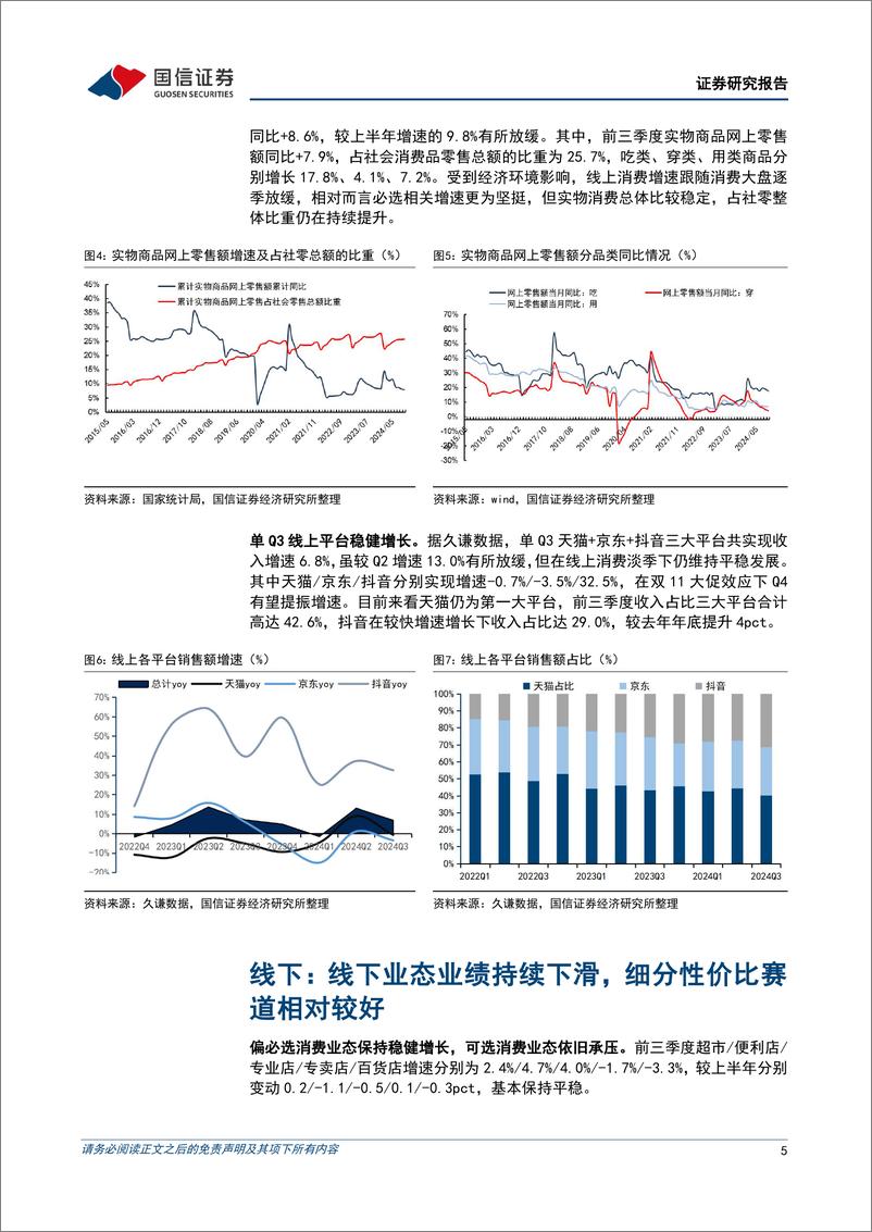 《商贸零售行业11月投资策略暨三季报总结：行业基本面压力仍存，盈利分化下龙头韧性相对强劲-241112-国信证券-14页》 - 第4页预览图