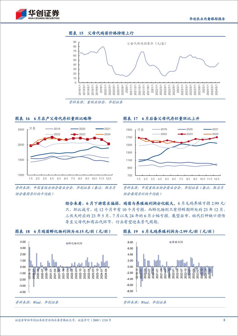 《华创农业行业肉禽跟踪报告：6月白鸡价格低位运行，下半年产业盈利或改善-240724-华创证券-13页》 - 第8页预览图