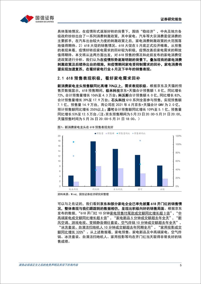 《家电行业2022年6月投资策略：618开局销售表现积极，刺激政策频出下看好家电需求改善-20220608-国信证券-18页》 - 第6页预览图