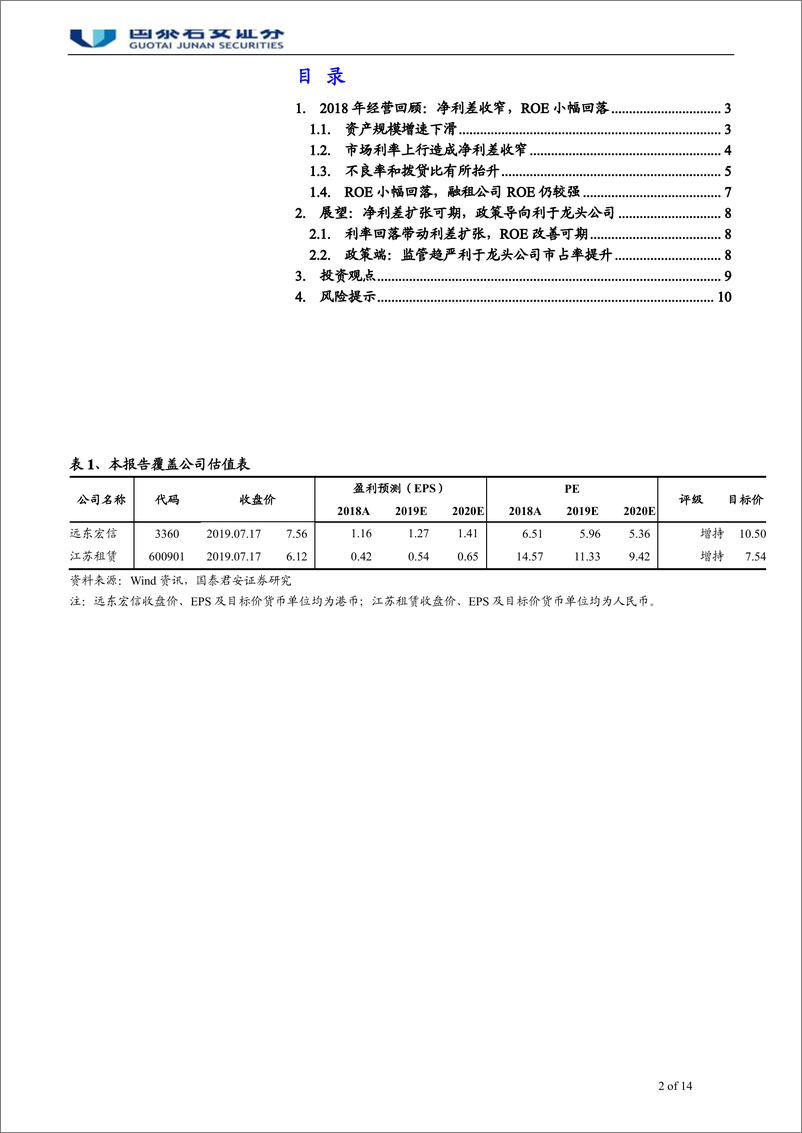 《融资租赁行业回顾及展望：净利差扩张可期，政策导向利于龙头公司-20190721-国泰君安-14页》 - 第3页预览图