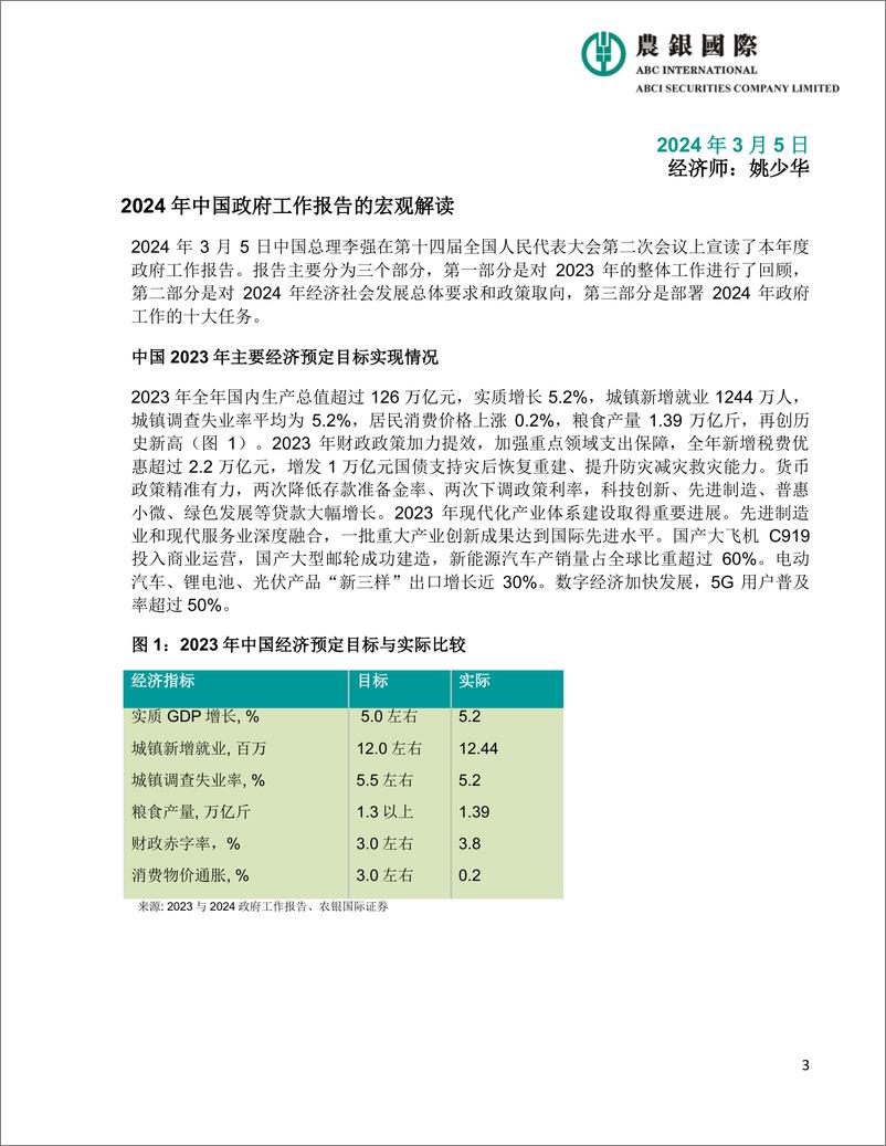 《2024年中国政府工作报告宏观、投资策略及行业分析-20页》 - 第3页预览图