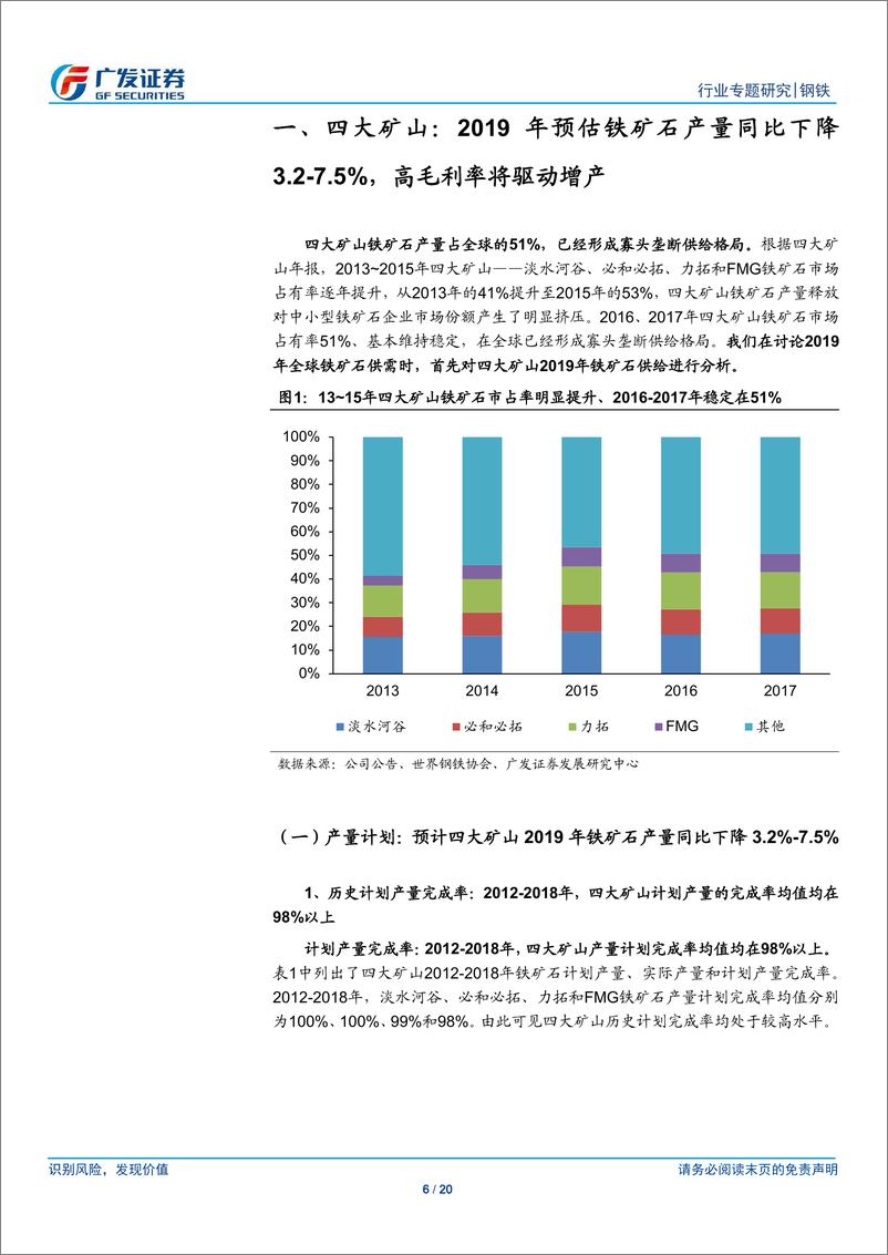 《钢铁行业铁矿石专题报告之八：再看2019年，供需趋紧，非主流矿增产抑制矿价上行幅度-20190424-广发证券-20页》 - 第7页预览图