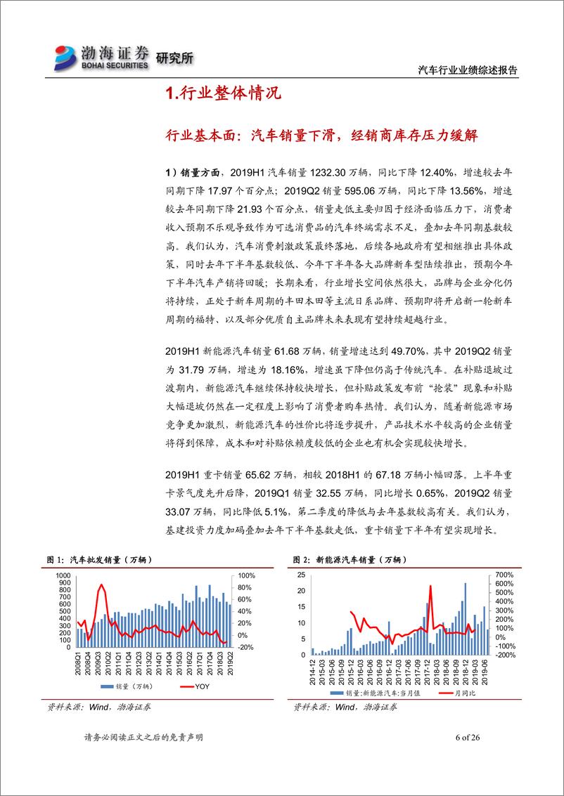 《汽车行业2019半年报业绩综述：最坏时期已过，Q2基金已加仓-20190905-渤海证券-26页》 - 第7页预览图