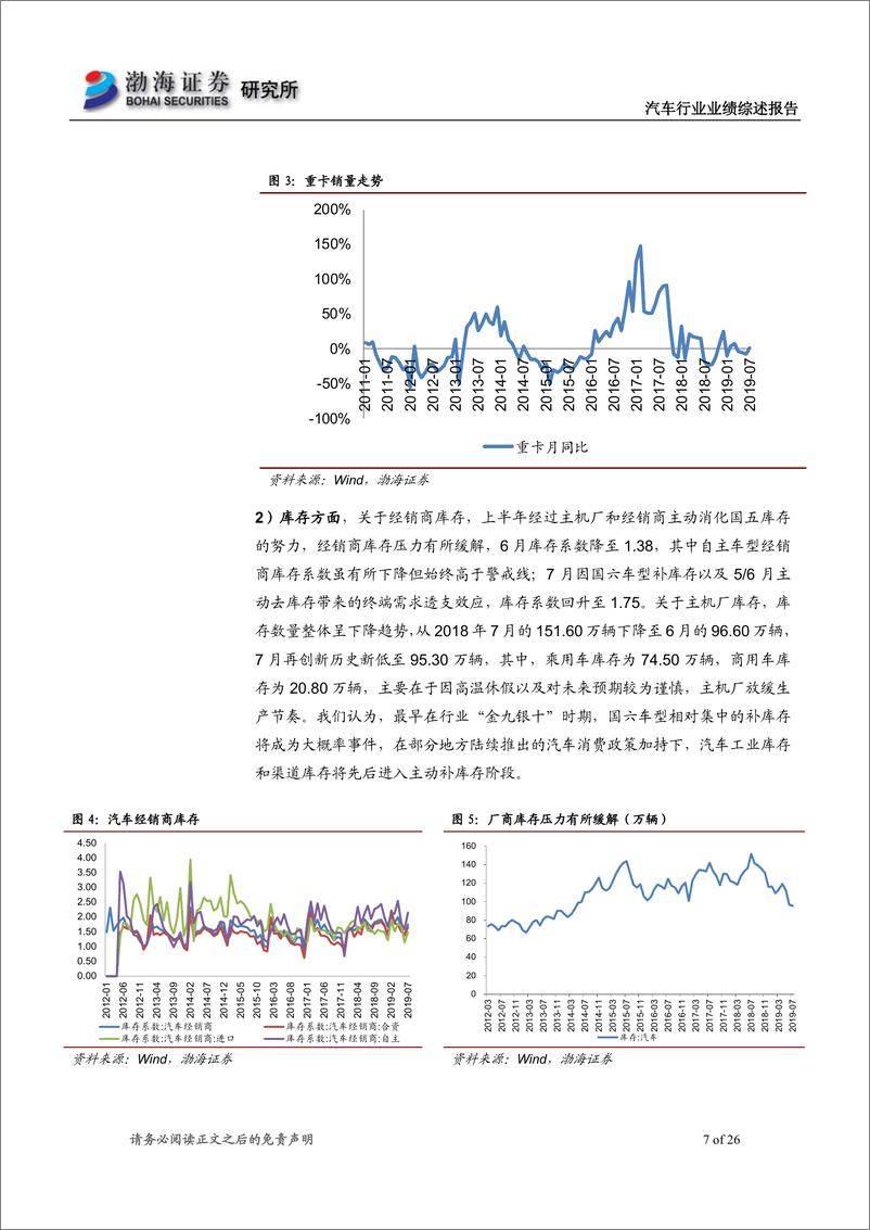 《汽车行业2019半年报业绩综述：最坏时期已过，Q2基金已加仓-20190905-渤海证券-26页》 - 第8页预览图