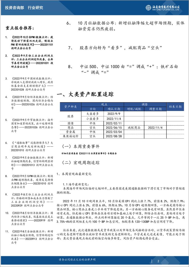 《大类资产与重点策略追踪-20221113-海通期货-18页》 - 第3页预览图