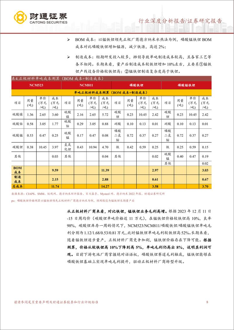 《磷酸锰铁锂行业深度报告：成本 性能双优，锰铁锂产业化落地在即》 - 第8页预览图