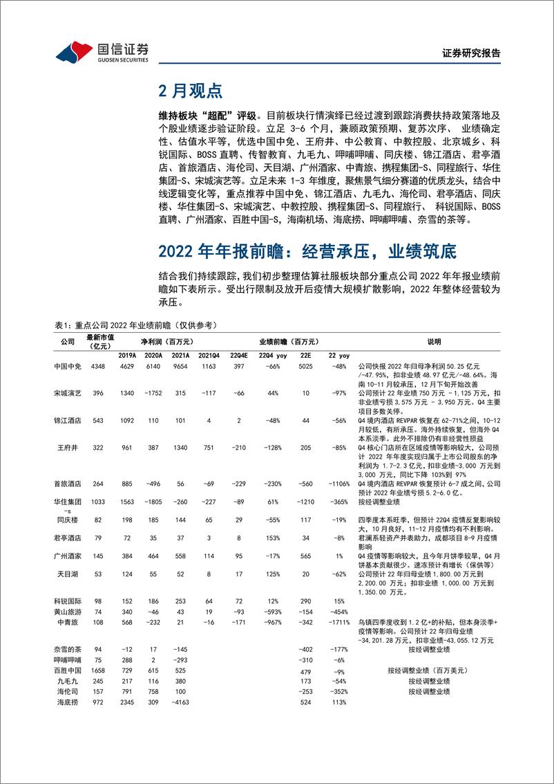 《社会服务行业2月投资策略暨年报前瞻：冬去春来，掘金业绩确定性-20230207-国信证券-22页》 - 第6页预览图