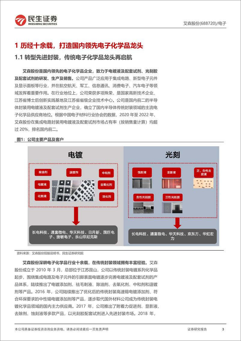 《民生证券-艾森股份-688720-深度报告：湿化学品国产之光，布局先进封装加速替代》 - 第3页预览图