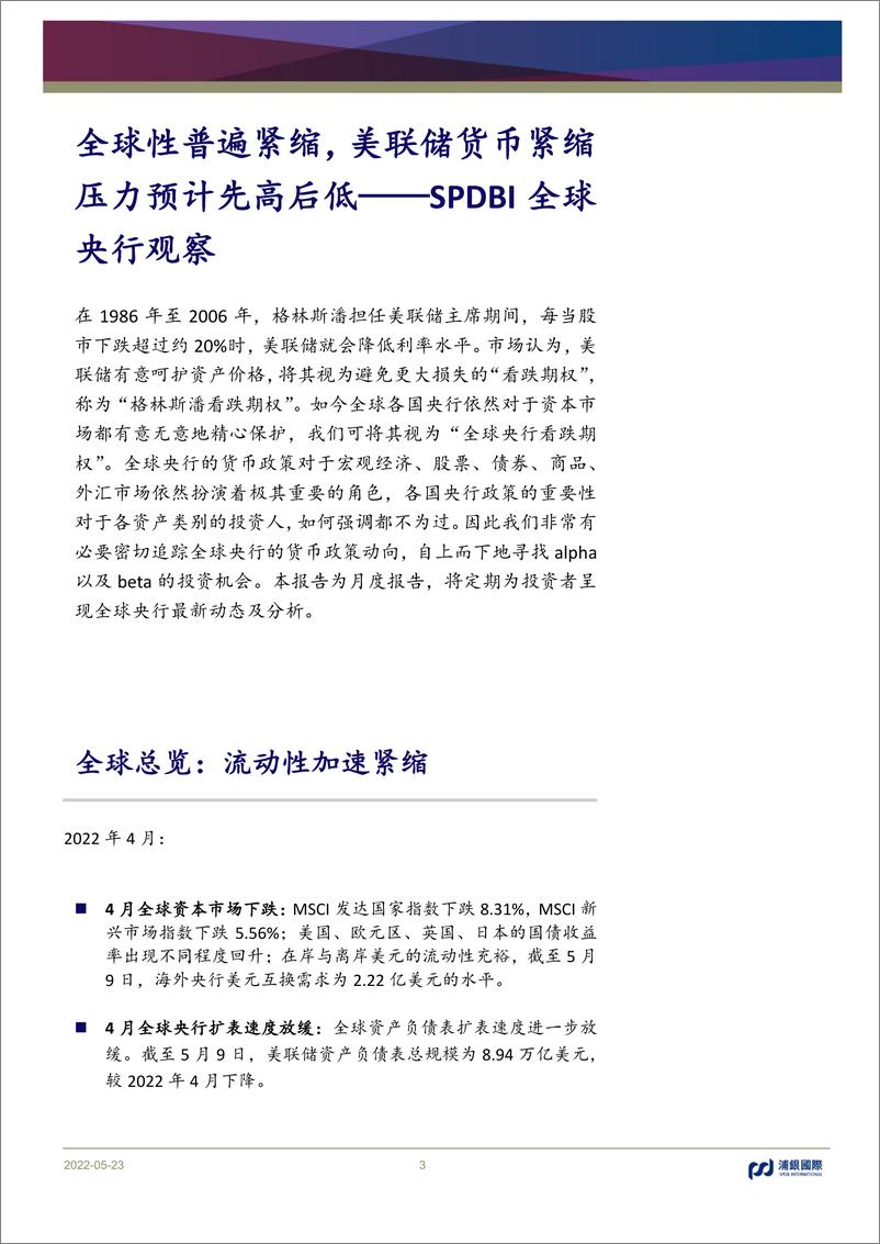 《SPDBI全球央行观察：美联储紧缩拐点隐现，欧央行最快7月加息-20220525-浦银国际-35页》 - 第4页预览图