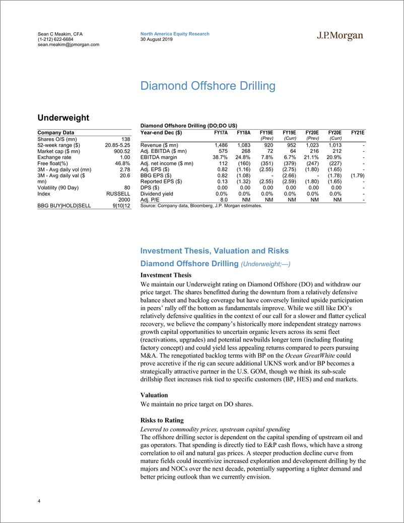 《J.P. 摩根-美股-石油服务与设备行业-2019年二季度海上钻井模型更新-2019.8.30-21页》 - 第5页预览图
