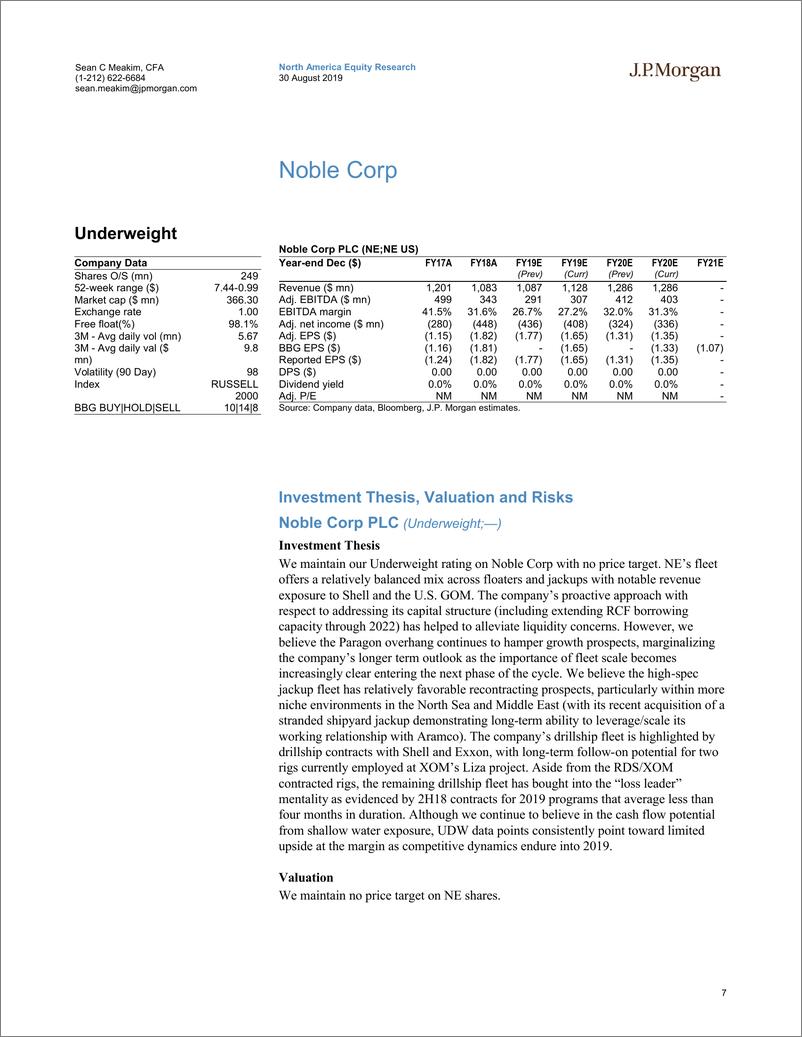 《J.P. 摩根-美股-石油服务与设备行业-2019年二季度海上钻井模型更新-2019.8.30-21页》 - 第8页预览图
