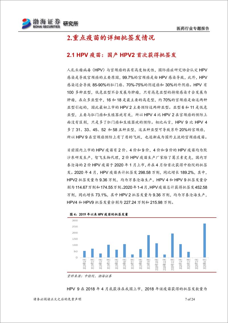 《医药行业专题报告：四月份疫苗批签发，高端产品批签发比重不断加大-20200514-渤海证券-24页》 - 第8页预览图