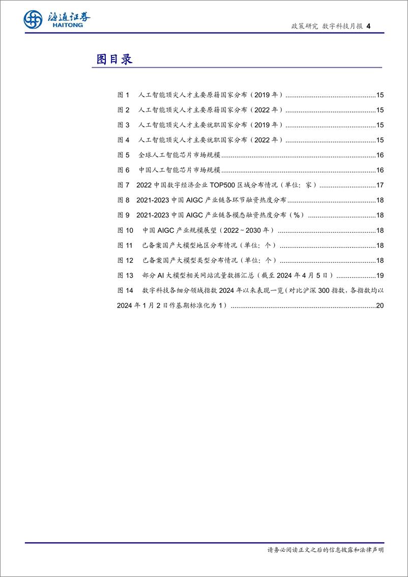 《数字科技月报：多省市出台支持AI的新政从“%2b”到“×”将成为数字经济影响国民经济奇点-240417-海通证券-21页》 - 第4页预览图