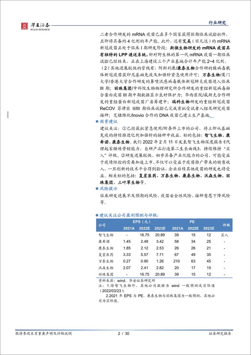 《生物制品行业：疫苗重于泰山，新冠疫苗产业链投资机会-20220323-华安证券-30页》 - 第3页预览图