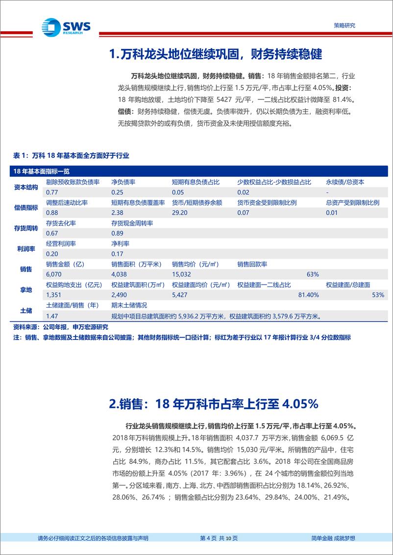 《地产债18年报及偿债能力点评（1）：万科龙头地位继续巩固，财务持续稳健-20190419-申万宏源-10页》 - 第5页预览图