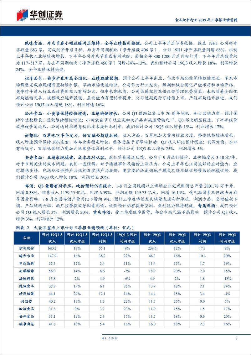 《食品饮料行业2019年三季报业绩前瞻：慢就是快，剩者为王-20191014-华创证券-11页》 - 第8页预览图