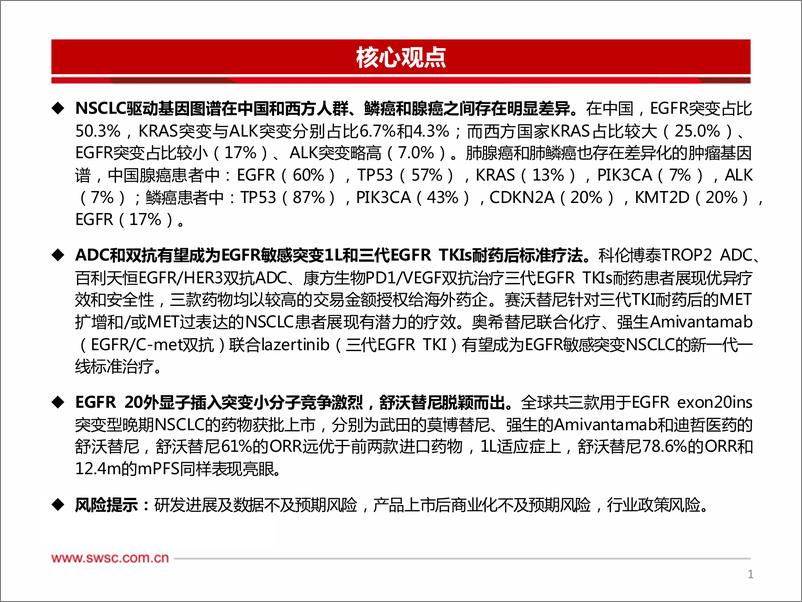 《创新药专题：ADC和双抗领衔EGFR敏感突变三代TKIs耐药后和1L NSCLC，20ins小分子竞争激烈》 - 第2页预览图