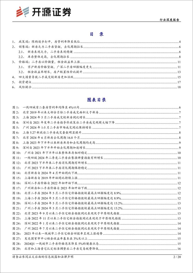 《房地产行业一线城市房地产市场专题：新房乏力二手房坚挺，房产配置性价比提升-240708-开源证券-20页》 - 第2页预览图