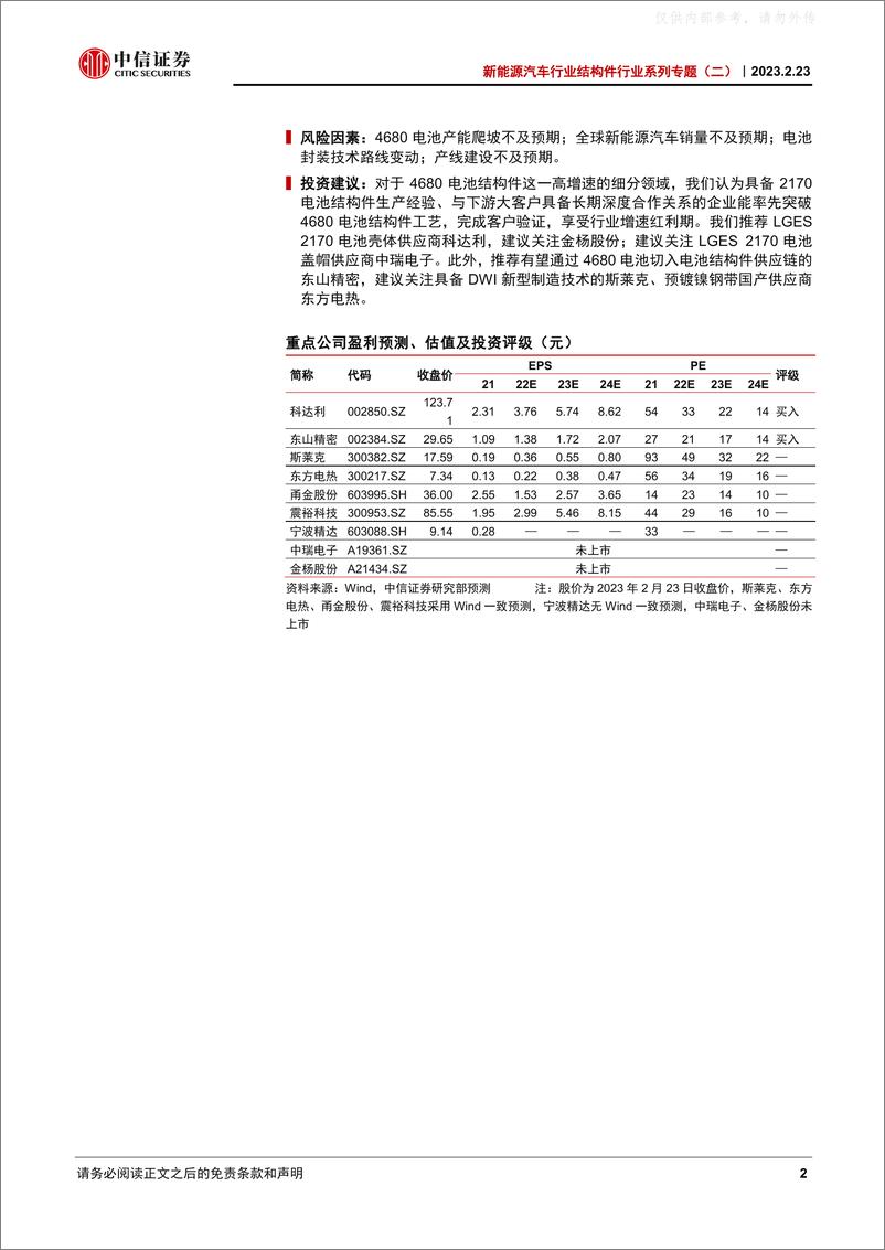 《中信证券-新能源汽车行业结构件行业系列专题(二)，4680动力电池结构件：空间、工艺、格局与投资机会-230223》 - 第2页预览图