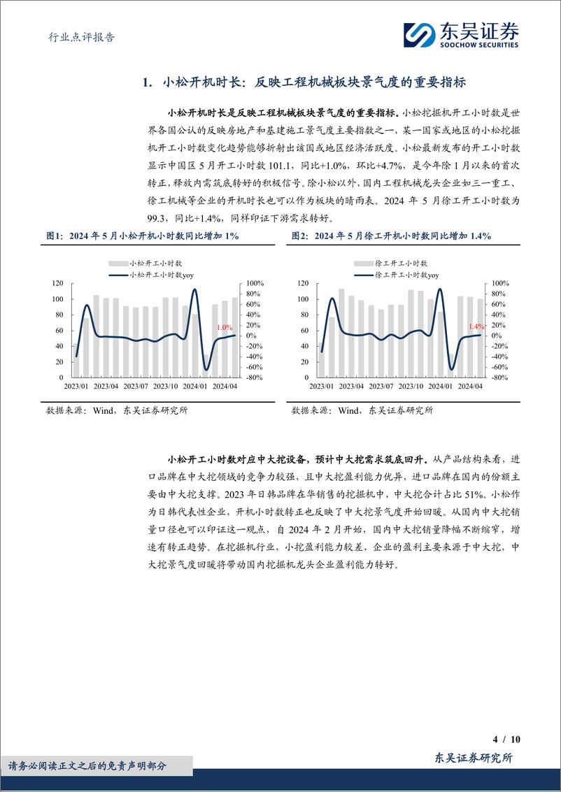 《工程机械行业点评报告：小松开机小时数转正，反转信号？-240618-东吴证券-10页》 - 第4页预览图