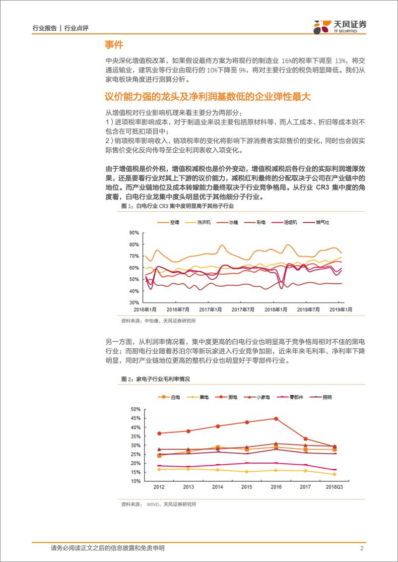 《家用电器行业点评：增值税下降哪些家电公司最受益？-20190306-天风证券-12页》 - 第3页预览图