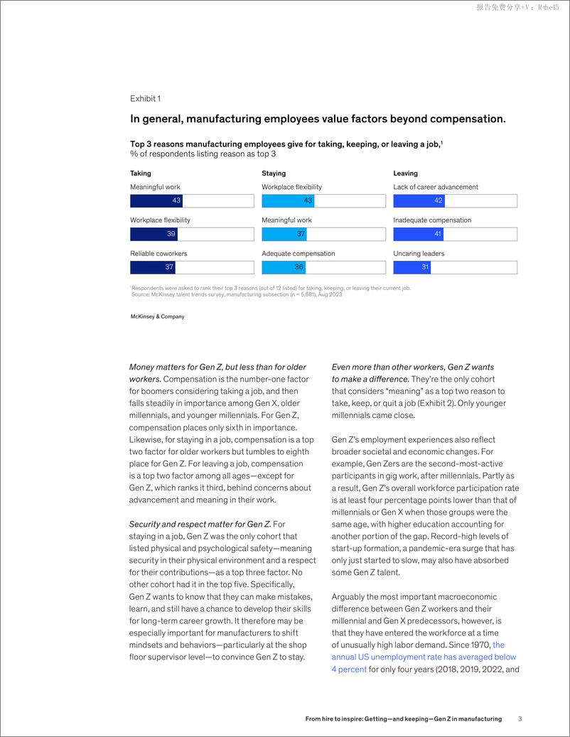 《麦肯锡-从雇佣到激励：在制造业中获得并留住Z世代（英）-2024.5-8页》 - 第3页预览图