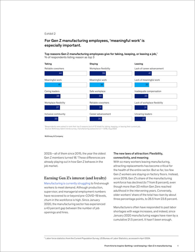 《麦肯锡-从雇佣到激励：在制造业中获得并留住Z世代（英）-2024.5-8页》 - 第4页预览图