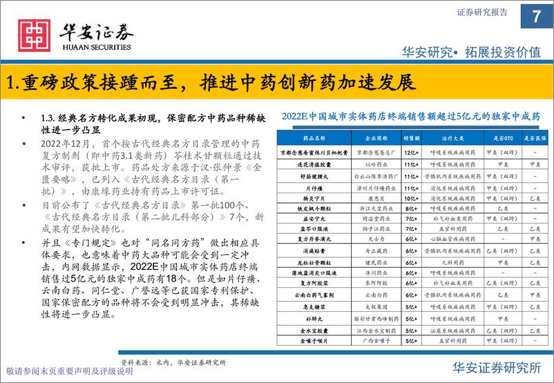 《中医药行业专题十四：中药创新药投资机会再梳理，政策推进迎来发展新机遇-20230220-华安证券-31页》 - 第8页预览图