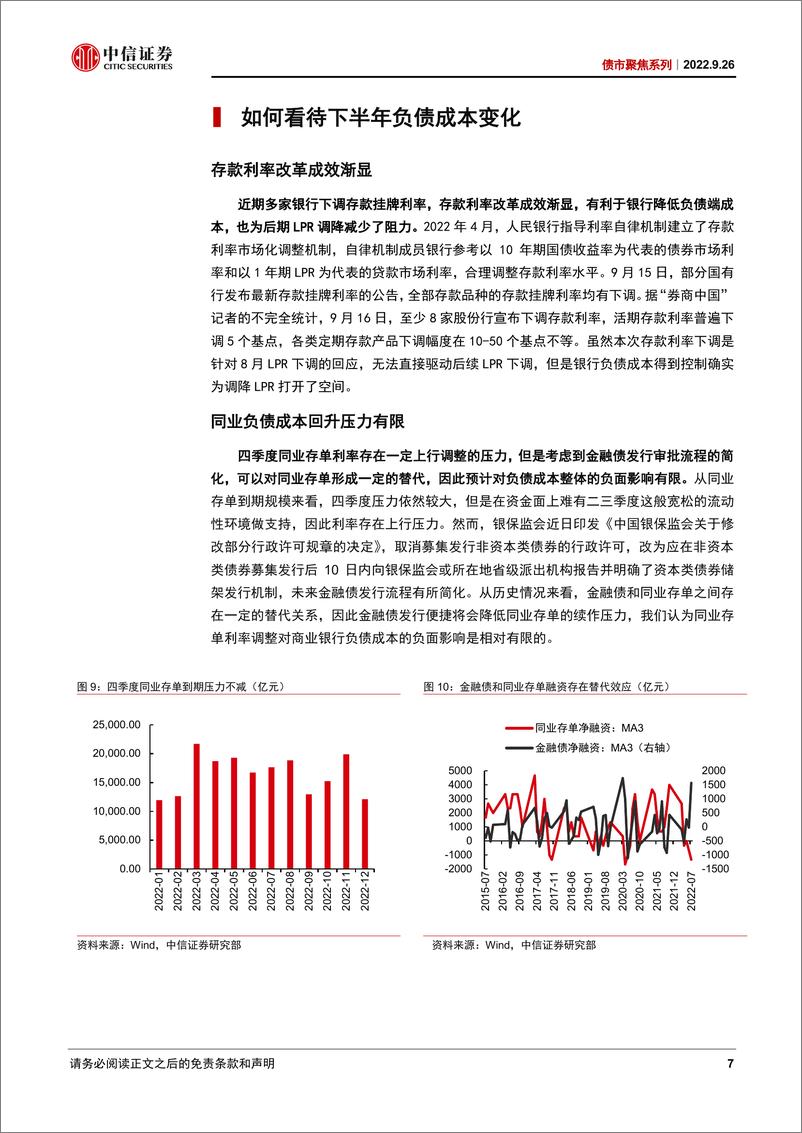 《债市聚焦系列：银行负债成本和LPR还能再下吗？-20220926-中信证券-23页》 - 第8页预览图