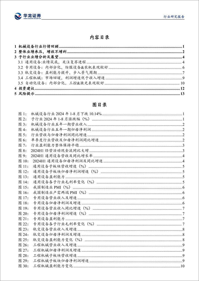 《机械设备行业2024年半年报综述：行业整体利润承压，细分赛道存结构性投资机会-240910-华龙证券-18页》 - 第3页预览图