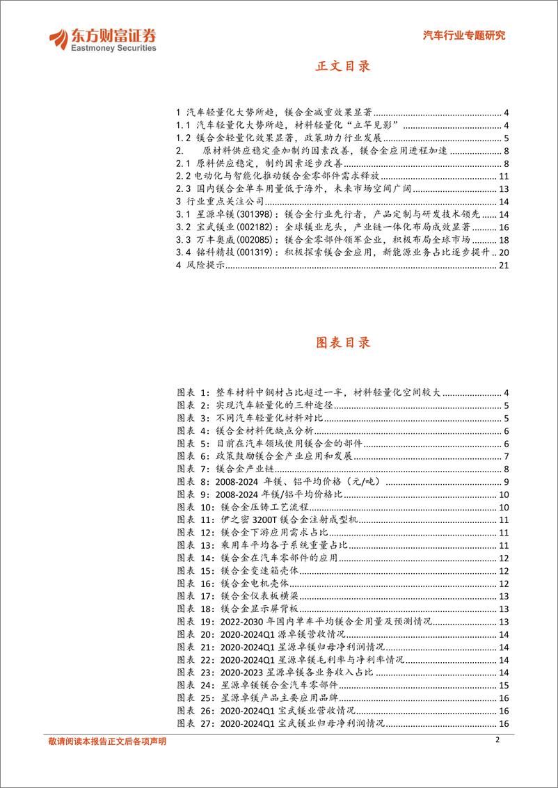 《汽车行业专题研究-车用新材料系列(一)：原材料价格持续改善，镁合金零部件加速应用-240718-东方财富证券-22页》 - 第2页预览图