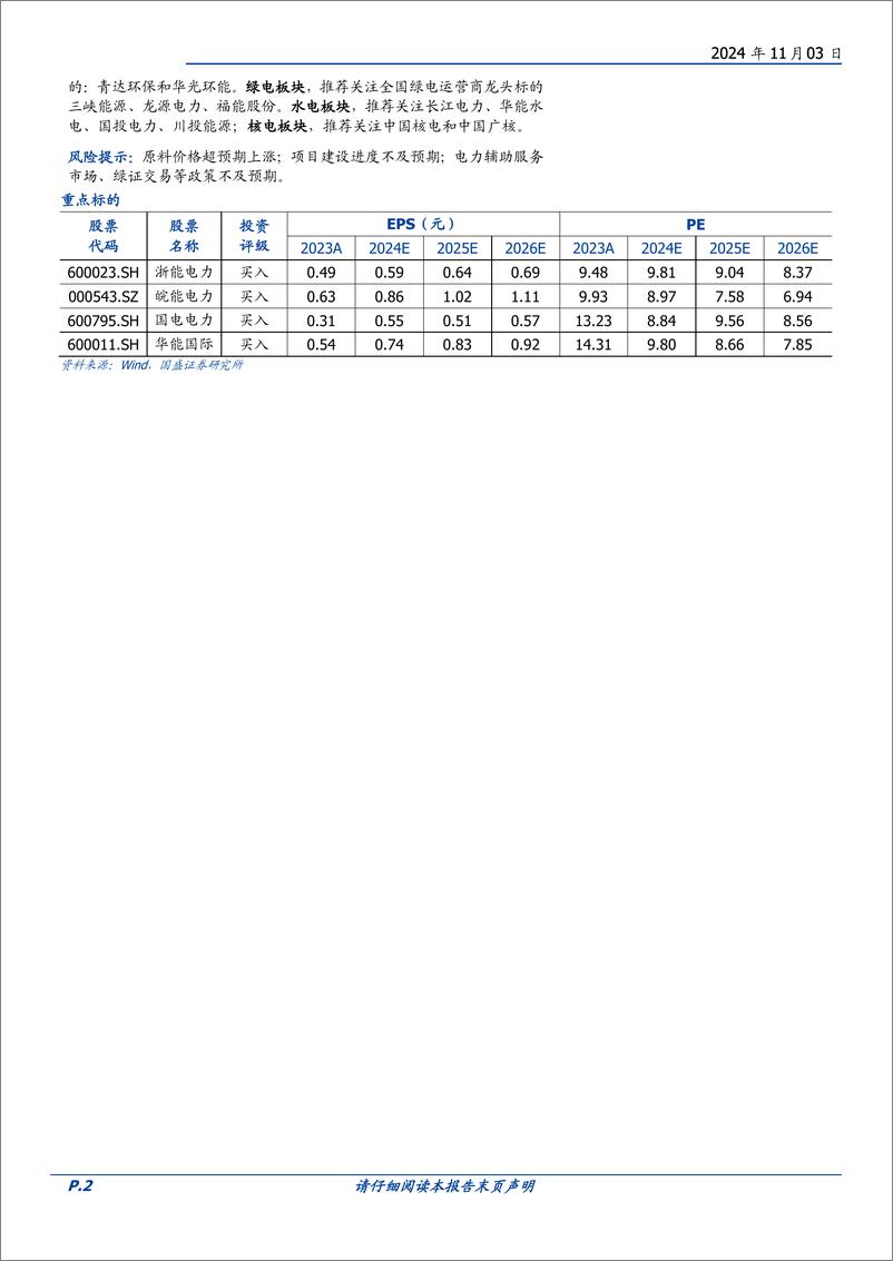 《电力行业季报总结：火电业绩分化，新能源有所改善-241103-国盛证券-20页》 - 第2页预览图