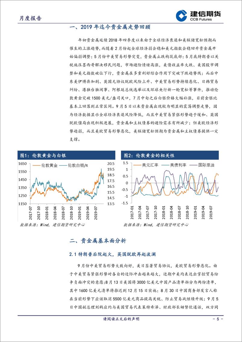 《贵金属期货月报：全球经济前景改善美欧经济形势恶化，贵金属偏弱调整-20191009-建信期货-14页》 - 第6页预览图