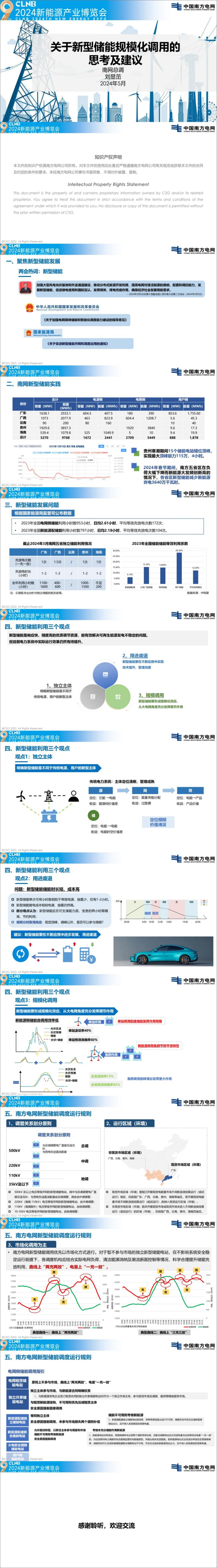 《南方电网_刘显茁__2024关于新型储能规模化调用的思考及建议报告》 - 第1页预览图