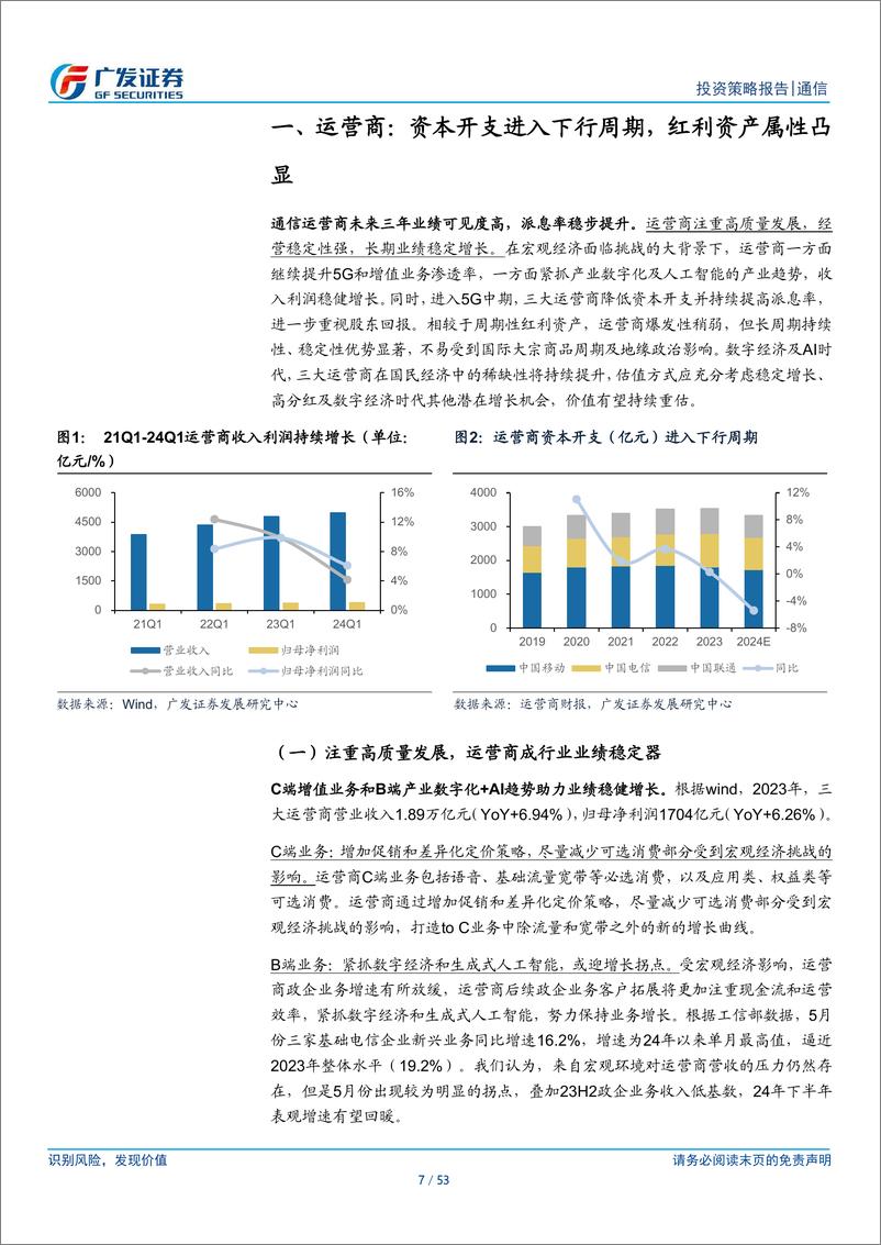 《通信行业2024年中期策略：坚持看多AI%2b红利两大方向，关注低位板块基本面复苏-240709-广发证券-53页》 - 第7页预览图