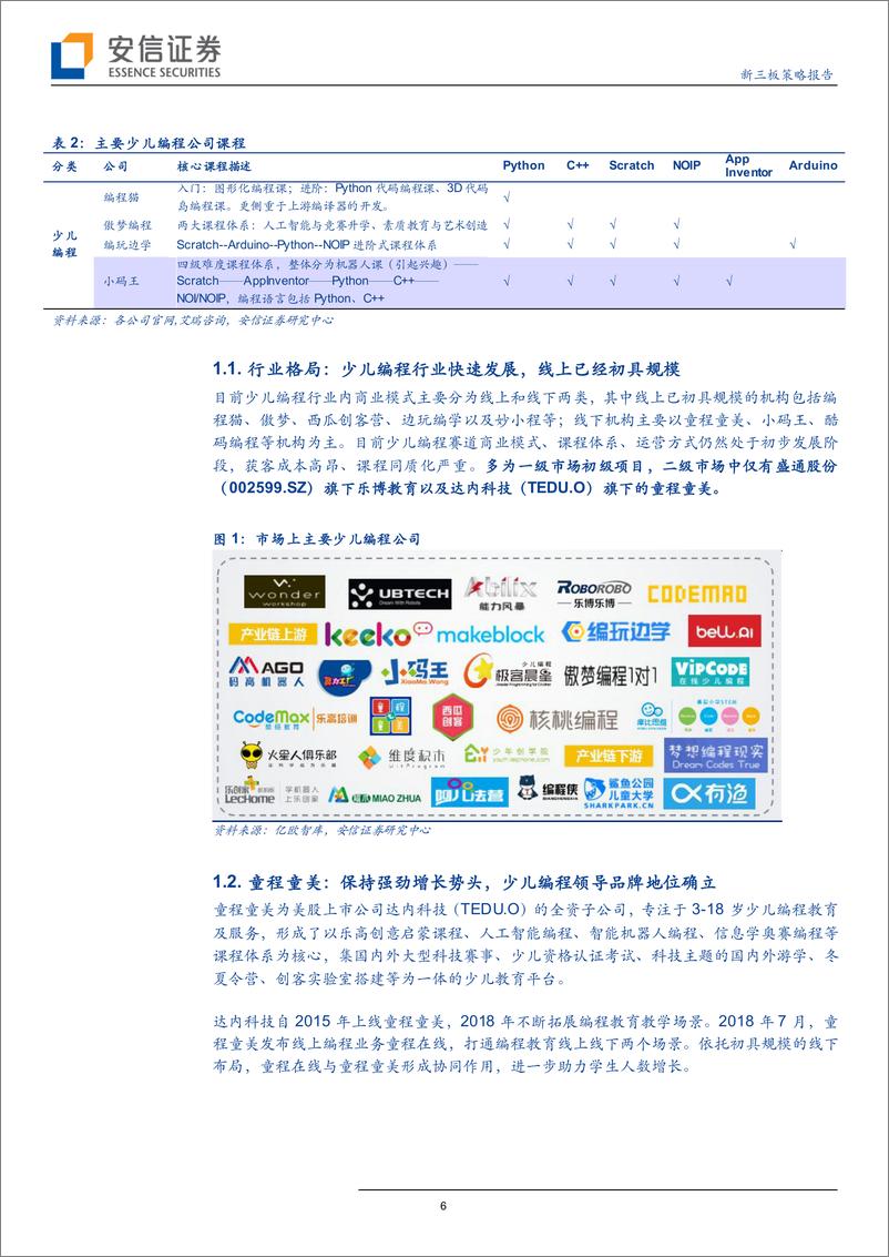《新三板策略报告：全市场教育策略，少儿编程教育行业龙头初显，童程童美、编玩边学等有何破局之道？-20190706-安信证券-21页》 - 第7页预览图