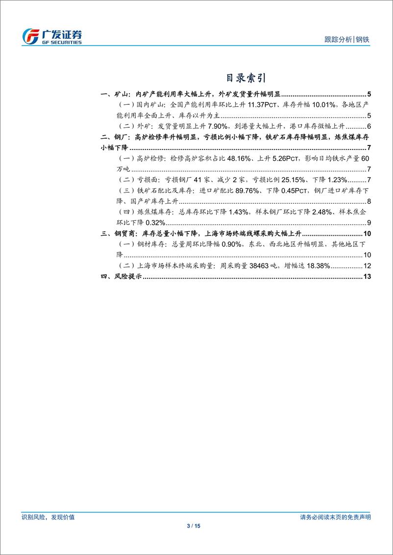 《钢铁行业矿山、钢厂、钢贸商动态跟踪：高炉检修率升幅明显，钢厂亏损比例小幅下降-20190310-广发证券-15页》 - 第4页预览图