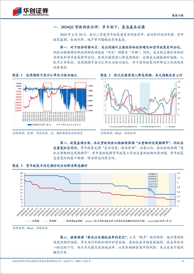 《【债券】2024Q2货政例会点评：多目标下，政策平衡基本沿袭-240629-华创证券-10页》 - 第4页预览图