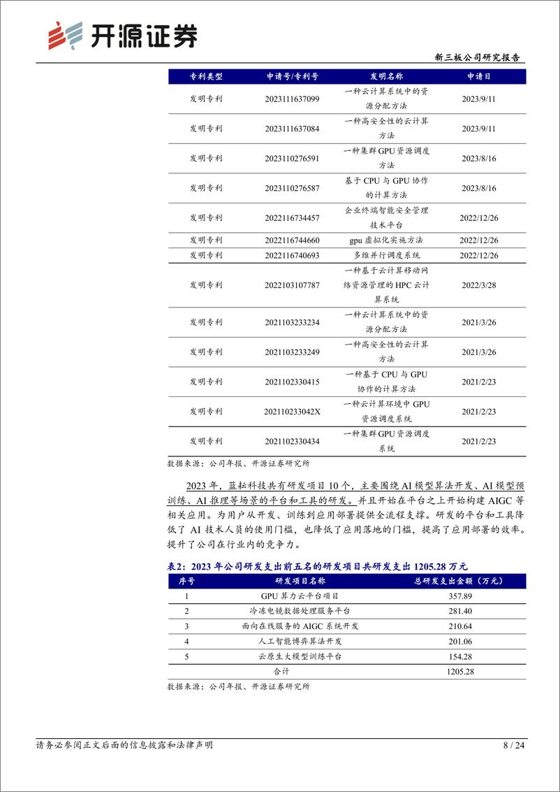 《蓝耘科技(871169)新三板公司研究报告：智算云平台发布深度AI赋能，加速重构算力增长新曲线-250105-开源证券-24页》 - 第8页预览图