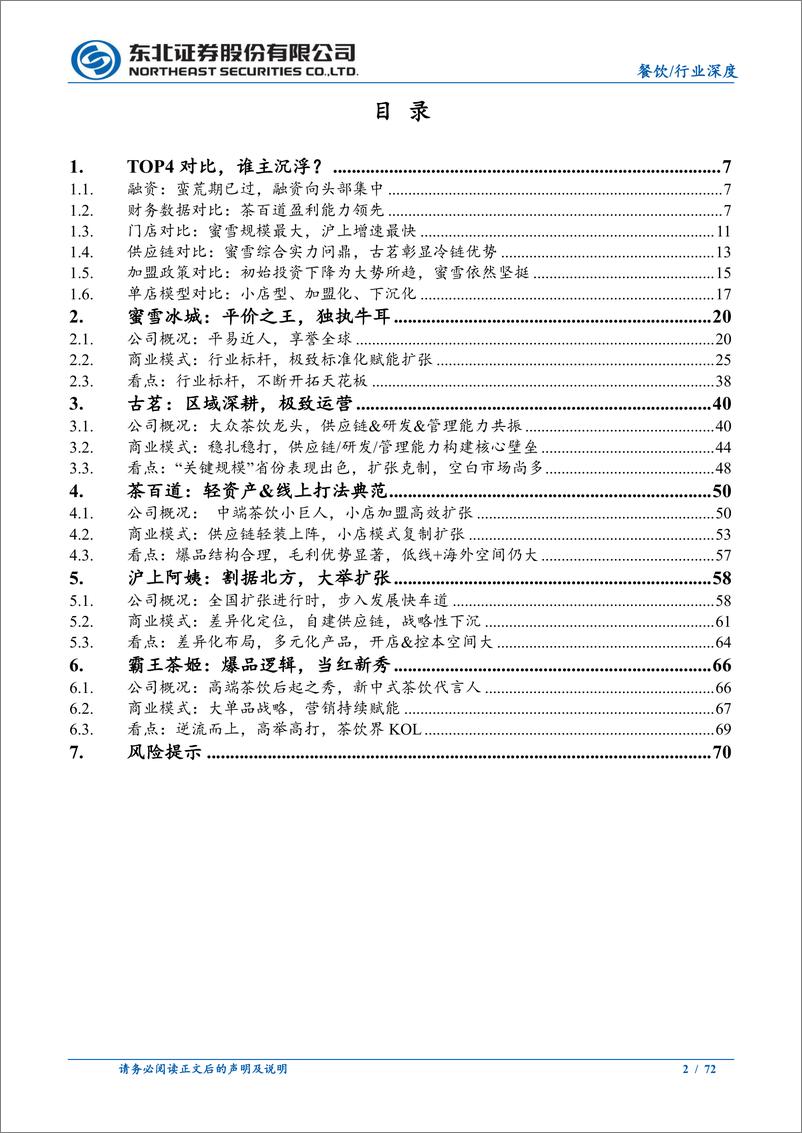 《餐饮行业茶咖系列深度之三：茶饮投资宝典，TOP4谁主沉浮？-241114-东北证券-72页》 - 第2页预览图