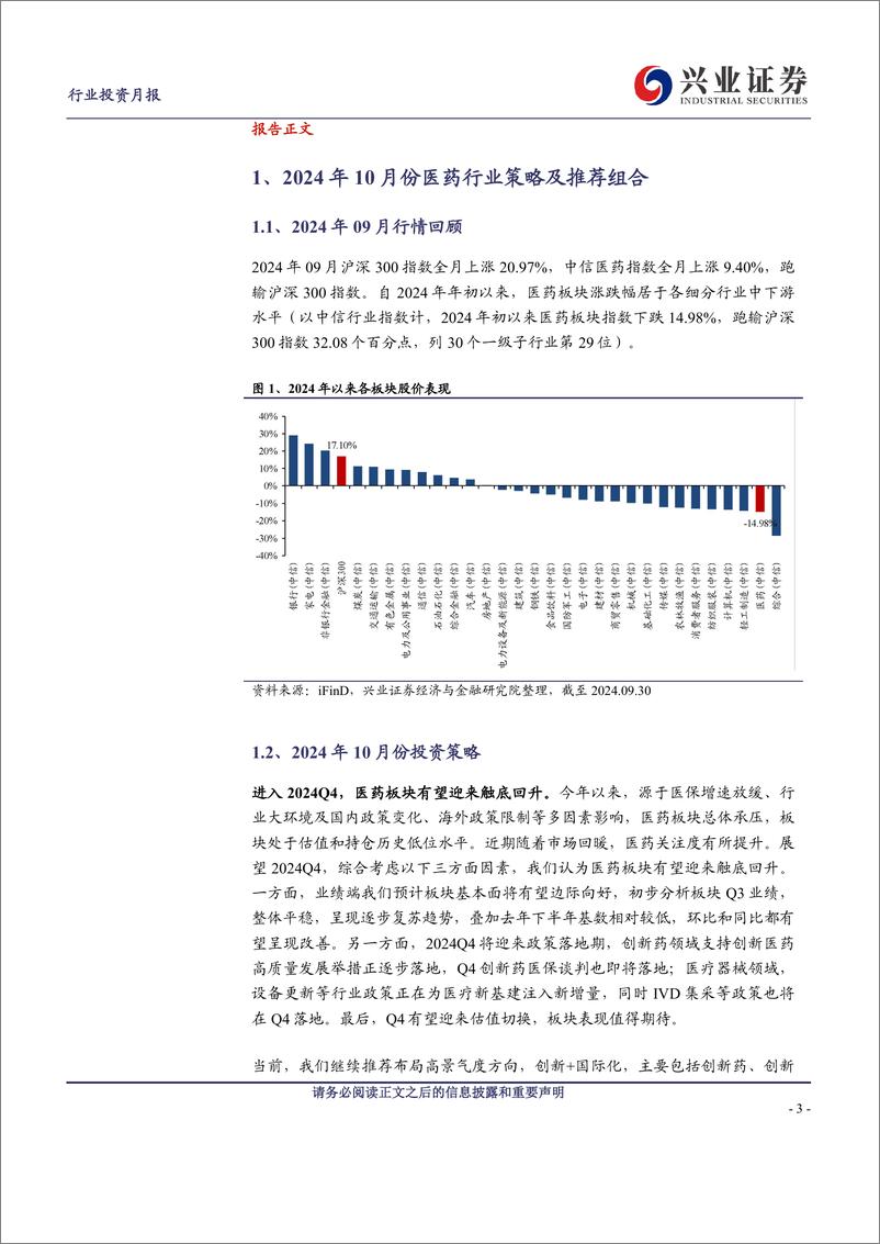 《兴证医药行业2024年10月投资月报：进入2024Q4，医药板块有望迎来触底回升-241002-兴业证券-18页》 - 第2页预览图