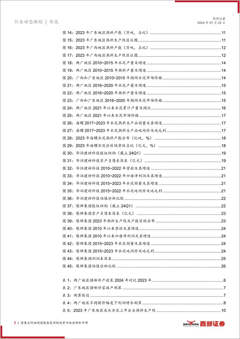 《水泥行业动态更新-两广地区专题：错峰生产落实较好，盈利或走出低谷-240722-西部证券-28页》 - 第3页预览图