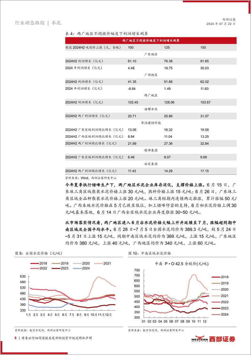 《水泥行业动态更新-两广地区专题：错峰生产落实较好，盈利或走出低谷-240722-西部证券-28页》 - 第8页预览图