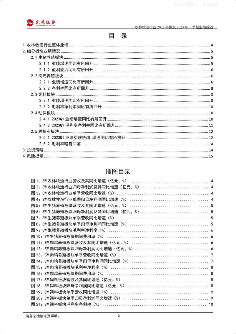 《东莞证券-农林牧渔行业2022年报及2023年一季报业绩综述：细分板块分化，布局景气周期-230512》 - 第2页预览图