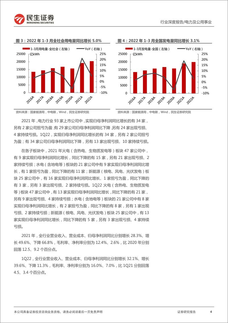 《电力行业2021年及2022年一季报综述：水电开启丰收季，火电拐点将至，新能源趋势不改-20220503-民生证券-21页》 - 第5页预览图